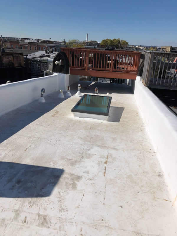 commercial flat roof with skylight