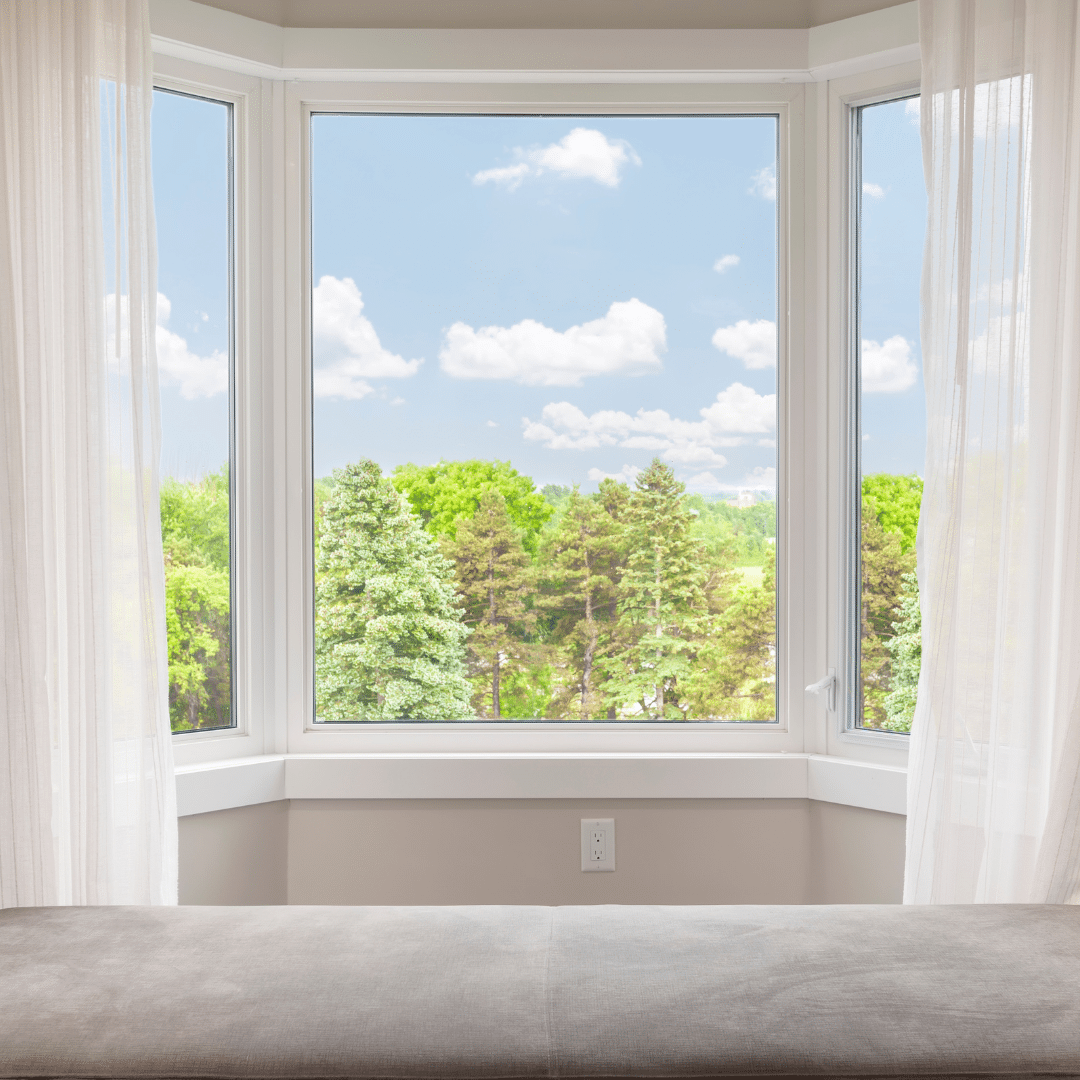 white casement window looking outside