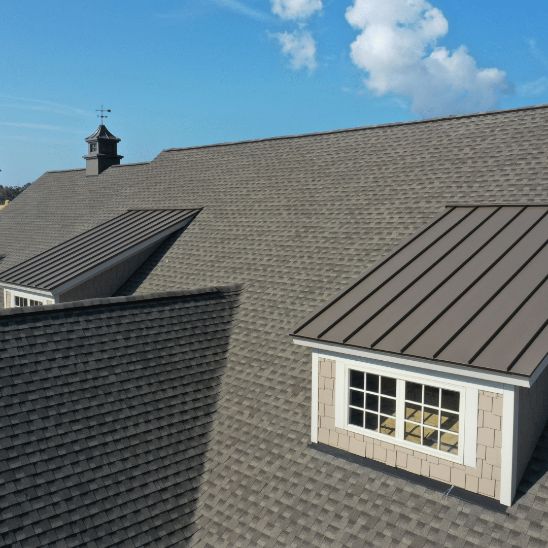 home with new slate gray roof shingles
