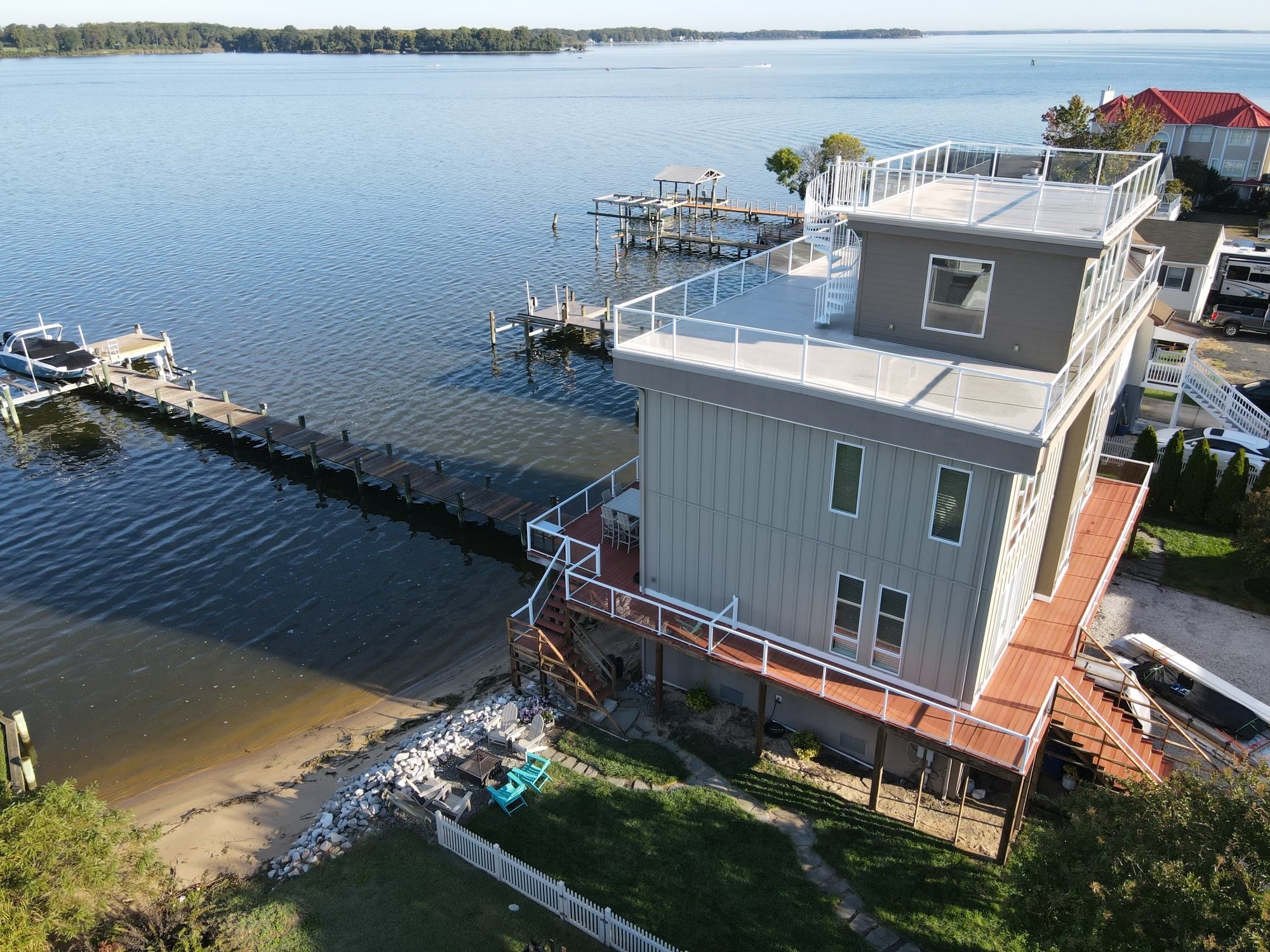 waterfront home with new james hardie siding